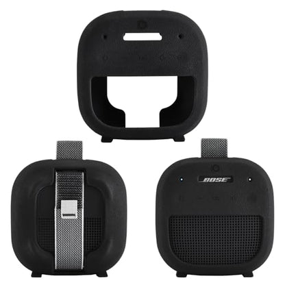 Silicone Case Sleeve for Bose SoundLink Micro 2nd Gen,Protective Case for Bose SoundLink Micro 2,with Carabiner (Black) - color: black