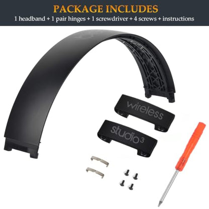 Beat Studio 3 Headband and Hinge Same as the OEM Arch Band + Hinges Parts Replacement for Beats by Dre Studio3/A1914, Studio2 Wired/Wireless (B0500/B0501), Studio Pro/A2924 Headphones (Black) - color: Black