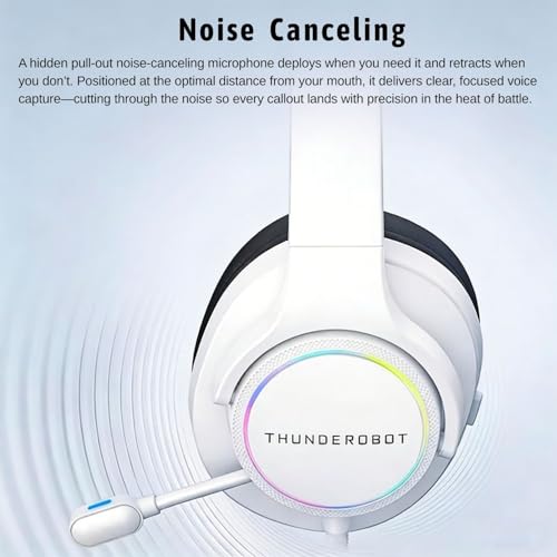 Thunderobot Gaming Wired Headset H51, USB Computer Headset, Gaming Over-Ear Headphones with Virtual 7.1 Surround Sound, RGB Lighting