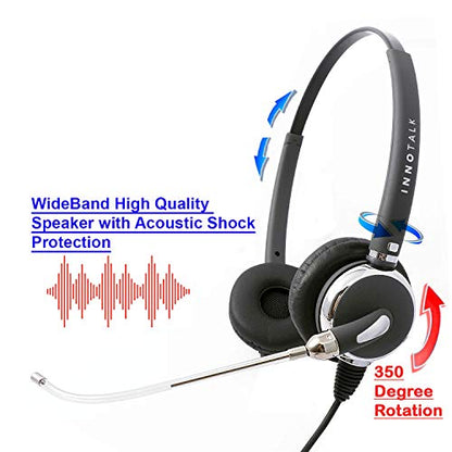 INNOTALK Voice Tube Mic Binaural Customer Service Center Phone Headset Compatible with Avaya 4621 4622 4624 4625 4630 5410 5420 5610 Phone - HIC Quick Disconnect Headset - size: Voice Tube Mic Binaural