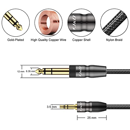 J&D 3.5mm to 6.35mm Stereo Audio Cable, 3.5 mm 1/8 inch Male TRS to 6.35 mm 1/4 inch Male TRS with Copper Shell Joint Nylon Braided Cable Compatible for iPhone, Amplifiers, 1.5 Feet - color: 1.5 Feet(0.45 Meter)