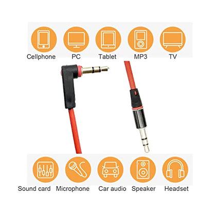 Seadream 3.5mm Aux Cable Short 2Pack 8inch 3Port | 3.5mm Right Angle Male to Male Stereo Audio Cable Replacement for Headphones, iPods, iPhones, iPads, Home / Car Stereos