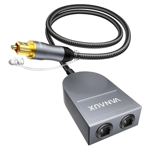 Optical Splitter 1 in 2 Out Fiber Optic Digital Audio Cable Toslink S/PDIF 1 Male Input 2 Female Output Support LPCM2.0, Dolby Digital, DTS 5.1 for TV,Home Theater,Sound Bar,Game Console(1.6ft/0.5m) - size: 1.6 ft