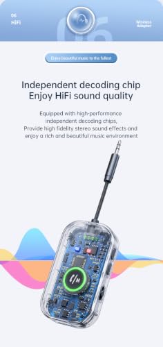 Lihuosheng 2 in 1 Bluetooth 6.0 Transmitter Receiver AUX Wireless Audio Adapter for Car TV Airplane, Hands-Free Calling, HiFi Sound, Long Battery Life