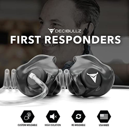 Decibullz Custom Molded Security Radio Surveillance Earpiece Set, Thermo-Fit Designed for Clear Acoustic Tube Radios, Isolation - style: Isolation Earpieces