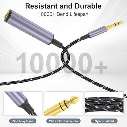 1/4 to 3.5mm Headphone Adapter, TRS 6.35mm Female to 3.5mm Male Stereo Audio Adapter for Amplifiers, Guitar, Piano, Home Theater Devices to Phone, Laptop, Headphones - 1FT/30cm - style: 1/4 to 3.5MM Headphone Adapter