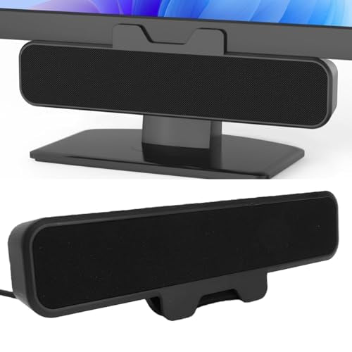 XUMIUZIY Computer Speakers for Desktop Monitor, USB A/USB C Wired Computer Soundbar for PC, Clip On Laptop Speaker with Volume Control & Mute Key, Immersive Sound