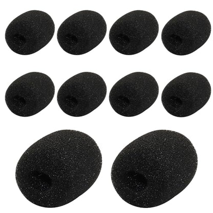 Black Lapel Headset Microphone Windscreen, 10 Pack | High-Density Sponge Foam Covers, Noise Reduction, Dust & Moisture Protection, Fits Gaming, Office, Fitness, Aviation Headsets - color: Black