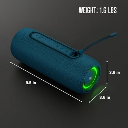 Fisher Portable Bluetooth Speakers IPX5 Waterproof Speaker, 14W Peak Power | Stereo Bluetooth Speaker, RGB Lights, TWS, BT 5.3, Built-in Mic, Hands Free Calling Speakers Bluetooth Wireless, Use Anywhere - color: Navy Blue