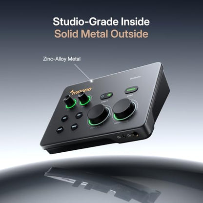 MAONO P2 Hybrid USB Audio Interface Dual XLR for PC Phone iPad Guitar | 56dB Gain, Loopback, Mute, ASIO, Routing Software Features, for Podcast, Streaming, Mobile Music Recording, Content Creation
