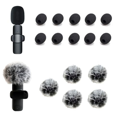 ZRAMO5 Packs Professional Furry Outdoor Wireless Lavalier Microphone Wind Screen Furry Muffs Diameter 4-8mm Fits Most Lapel Clip Lav Windscreen Windproof Wind Screen (5pack (Black/White)+10pc Sponge)