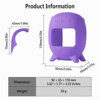 Geiomoo Silicone Carrying Case for JBL Clip 5, Protective Portable Scratch Shock Resistant Cover (Purple) - color: Purple