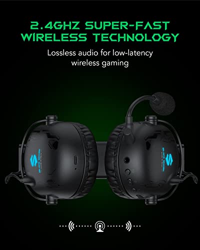 Black Shark Wireless Gaming Headset with Microphone, Bluetooth Xbox Headphone - Fast Connection, No Delay - 2.4GHz USB Headphone with Over Ear Memory Foam for PC, PS5, PS4, Xbox