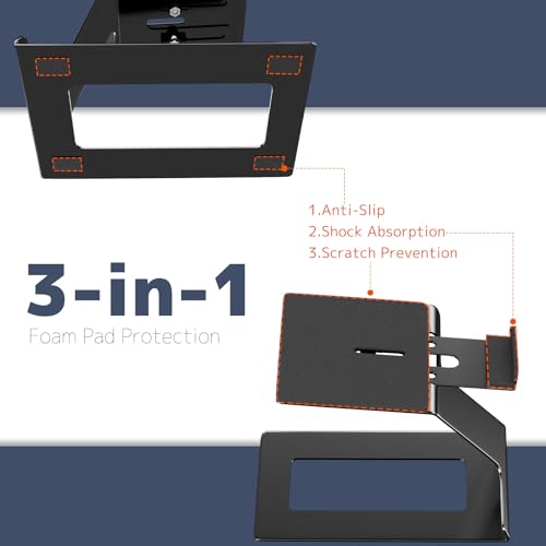 Desk Speaker Stands for Most Bookshelf Speakers, Depth Up to 7.71in, 1 Pair | 6° Tilt Aligns Speakers To Ears, Desktop Speaker Stands With Anti-Vibration Pads Reduce Resonance, Free Up Desk Space, Black - size: Height: 5.9"