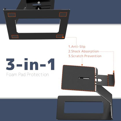 Desk Speaker Stands for Most Bookshelf Speakers, Depth Up to 7.71in, 1 Pair | 6° Tilt Aligns Speakers To Ears, Desktop Speaker Stands With Anti-Vibration Pads Reduce Resonance, Free Up Desk Space, Black - size: Height: 5.9"