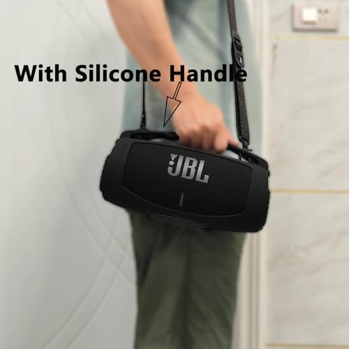 Silicone Cover Case for JBL Xtreme 3 Portable Bluetooth Speaker | Soft Skin Sleeve Protective Carrying Case for JBL Xtreme 3 with Handle, Shockproof and Anti-Scratch Cover (Black) - color: Black
