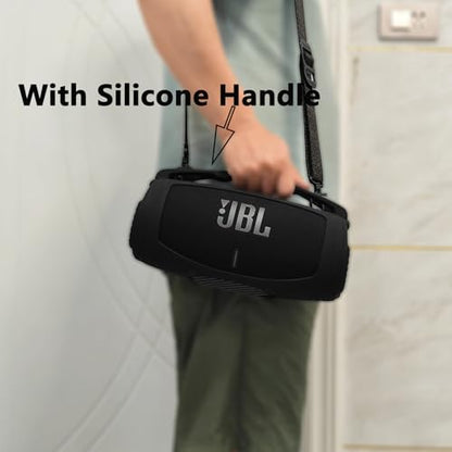 Silicone Cover Case for JBL Xtreme 4 Portable Bluetooth Speaker | Soft Skin Sleeve for JBL Xtreme 4 Protective Carrying Case with Handle, Shockproof and Anti-Scratch Cover (Black) - color: Back