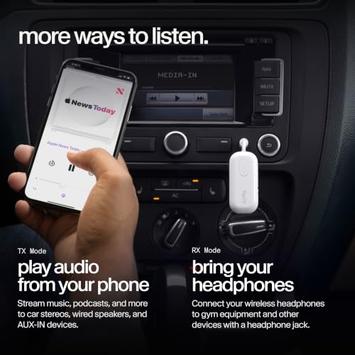 Twelve South AirFly Pro, Bluetooth Wireless Audio Transmitter, White | Bluetooth Adapter for AirPods/Headphones, 20+ Hr Battery, Works with 3.5mm aux Jacks on Airplanes, TVs, Gym Equipment, Travel - color: White, style: AirFly Pro