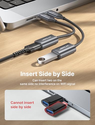 JSAUX USB C to USB 3.0 Adapter [2 Pack], USB C Male to USB Female OTG Cable Adapter Compatible with MacBook Pro/Air, iPhone 17 Pro Max/iPhone Air/17e/16e/16/15 Series, Samsung Galaxy S25/S24/S23 - color: Grey