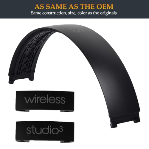 Beat Studio 3 Headband and Hinge Same as the OEM Arch Band + Hinges Parts Replacement for Beats by Dre Studio3/A1914, Studio2 Wired/Wireless (B0500/B0501), Studio Pro/A2924 Headphones (Black) - color: Black