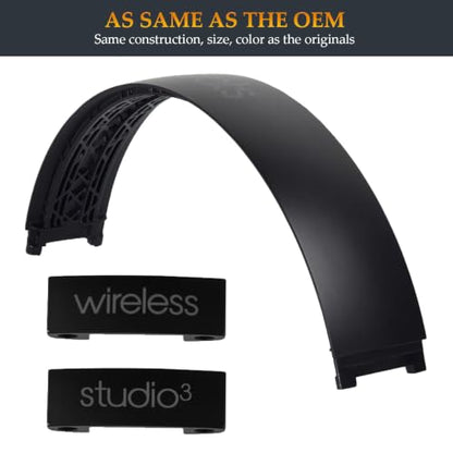 Beat Studio 3 Headband and Hinge Same as the OEM Arch Band + Hinges Parts Replacement for Beats by Dre Studio3/A1914, Studio2 Wired/Wireless (B0500/B0501), Studio Pro/A2924 Headphones (Black) - color: Black