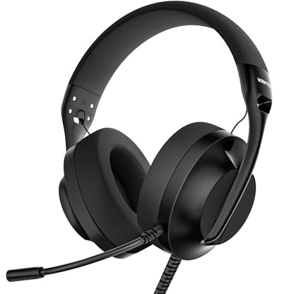 WIRWTRU Wired Gaming Headset for PS5, Xbox, Xbox Series X|S, PC, PS4 | 198g Lightweight Design, Noise Cancelling Microphone, Soft Earmuffs, 3.5mm Jack for Gaming & Work - color: Black