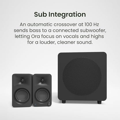 Kanto ORA 100W Powered Reference Desktop Speakers with Bluetooth - Black - Pair - color: Black, size: 3" Woofer - 100 Watts