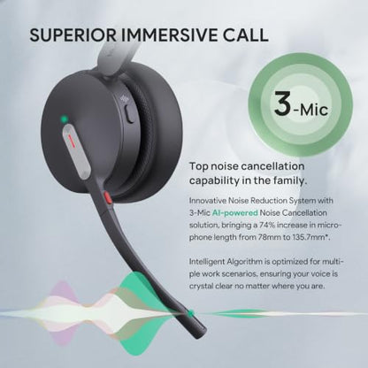 Yealink BH70 UC Bluetooth Headset with Mic for Work from Home Flip-to-Mute | Sound Isolation for Office WFH Call Center, 100+ UC Compatible Teams Cisco Zoom, 35h Talk Battery, 91g Lightest in its class - color: Black (UC), style: Mono (USB-C to A)