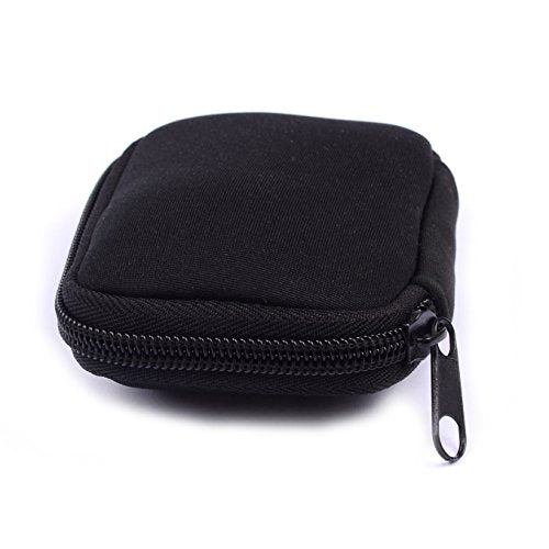 Zip Earbuds Earphone Holder Pouch USB Cable Organizer Small Portable Electronics Accessories Pouch Car Charger Coin Neoprene Soft Case Storage Bag for SD TF Card (Black)