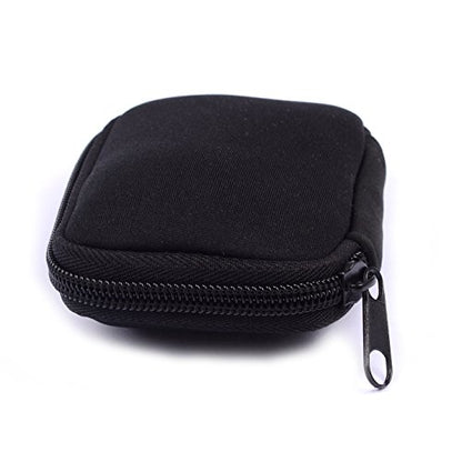Zip Earbuds Earphone Holder Pouch USB Cable Organizer Small Portable Electronics Accessories Pouch Car Charger Coin Neoprene Soft Case Storage Bag for SD TF Card (Black)