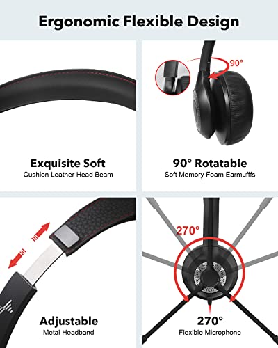 JIAMQISHI USB Headset with Microphone for PC, On-Ear Computer Laptop Headphones with Noise Cancelling Microphone in-line Control for Home Office Online Class Skype Zoom (USB+3.5mm, Black) - color: Black, style: USB+3.5mm