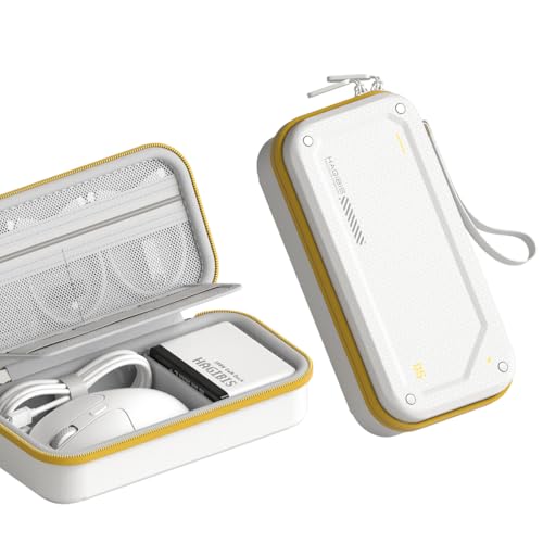 Hagibis Electronic Organizer Traveling Case Bag EVA Hardshell PU Portable Carrying Pouch for Mouse, Charger, Cables, Power Bank, SD Cards, USB Flash Disks, Accessories (White)