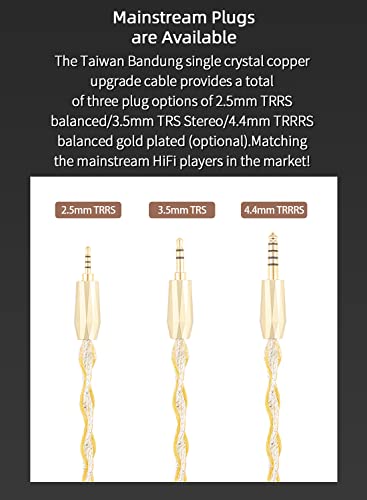 0.78mm 2-Pin 4.4mm Balanced Cable, 7N high Conductivity Copper, 6N Silver Coated OCC, 4.4mm with 2PIN, Compatible with Audeze iSINE10, iSINE20, 64 Audio U12t, U18t, Hi-Res Audio, Tangle-Free - size: 2PIN, style: 4.4mm Balanced
