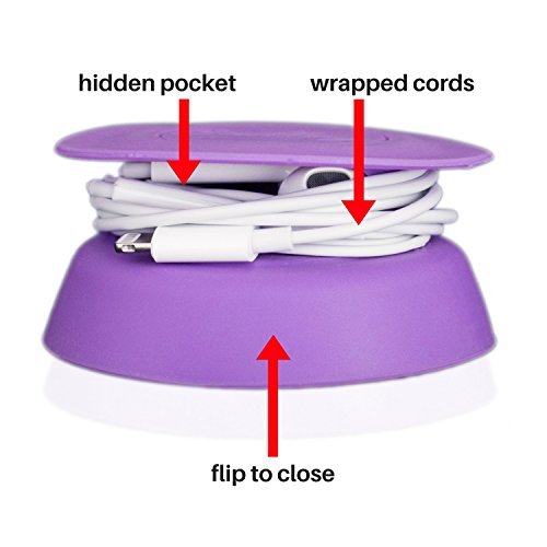 Budley - Tangle-Free Earphone/Earbud Case, Compact Storage System, Silicone (Purple, Set of 1) - color: Purple