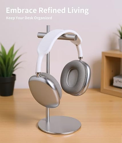 Aluminum Alloy Headphone Stand for Desk with Non-Slip Base - Universal Headset Stand Compatible with Over-Ear, On-Ear and Neckband Headphones (Silver) - color: Silver