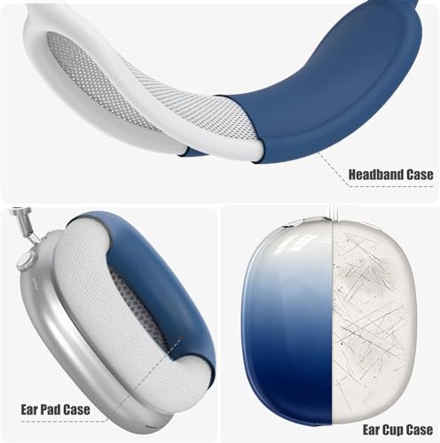 [4 in 1] Case Cover for AirPods Max 2/1 (2026/2024/2020) Ear Pad Case Cover/Headband Cover/Ear Cups Cover with Bling Stars for Apple AirPods Max Headphones (Gradient Dark Blue Stars) ﻿ - color: Gradient Dark Blue Stars