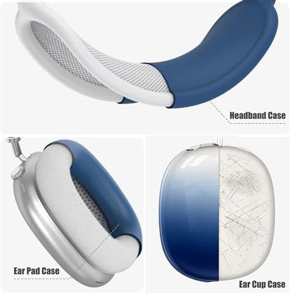 [4 in 1] Case Cover for AirPods Max 2/1 (2026/2024/2020) Ear Pad Case Cover/Headband Cover/Ear Cups Cover with Bling Stars for Apple AirPods Max Headphones (Gradient Dark Blue Stars) ﻿ - color: Gradient Dark Blue Stars