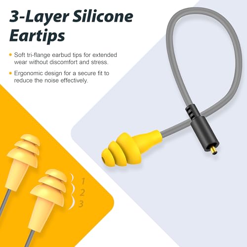 2pcs Replacement Work Earbuds Cables for Model#MI04N Wireless Neckband Replaceable Earbuds (Grey & Yellow) - color: Grey & Yellow