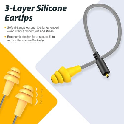2pcs Replacement Work Earbuds Cables for Model#MI04N Wireless Neckband Replaceable Earbuds (Grey & Yellow) - color: Grey & Yellow