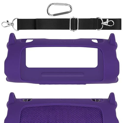 Geekria Silicone Case Compatible with JBL Charge 6, Lightweight Shockproof Speaker Cover with Shoulder Strap, Anti-Slip Protective Sleeve for Travel, Beach, Camping & Everyday Use (Purple) - color: Purple