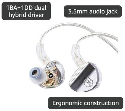 Linsoul 7HZ SONUS 1DD+1BA Dual Driver in Ear Monitor HiFi Wired Earbuds IEM - color: Grey