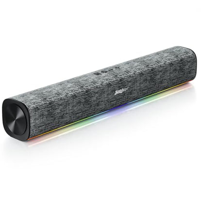 SOULION Bluetooth Computer Speakers with Dynamic LED Light, USB Plug & Play PC Speakers with Switch Button, Clearly Sound Soundbar for Desktop Laptop Monitor MG(USB-C to USB Adapter Included) | Dynamic LED Light, USB Plug & Play, Switch Button, Clearly So