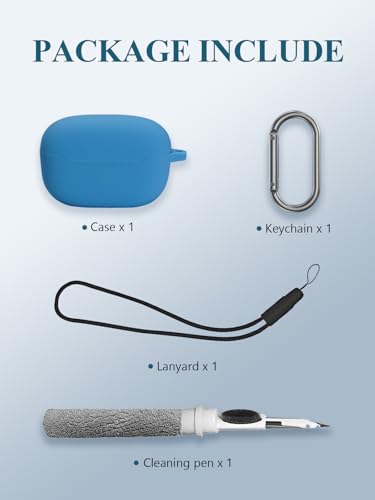 Case for JBL Endurance Race TWS True Wireless Sports Earbuds, WUNIAK Soft Silicone Protective Portable Scratch Shock Resistant Shell with Cleaner Kit & Carabiner & Lanyard，Blue - color: BLUE