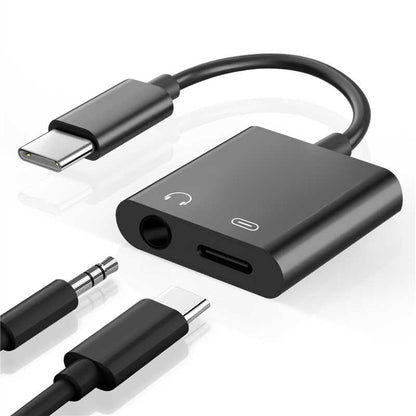 Seulliya USB C to 3.5mm Headphone Jack and Charger Adapter, 2-in-1 Audio & Fast Charging Splitter for Apple iPhone 17/16/15/Pro/Pro Max, iPad, Samsung, Pixel, and More 1Pack Black - color: Black
