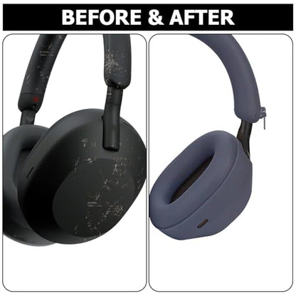3 Set Case Cover for Sony WH-1000XM5 Headphones,Embody Ear Pad Cover/Headband Cover/Ear Cover Soft Silicone Headphones Accessories（Blue） - color: Blue