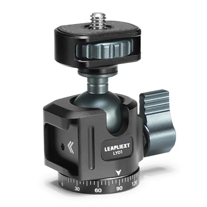 Tripod Metal Ball Head, 360° Rotating Base Adapter, Equipped with 1/4-inch Screw and Cold Shoe Mount, Compatible with Cameras, Smartphones and iPad Mounts, Max Load: 2.5kg/5.5 lbs