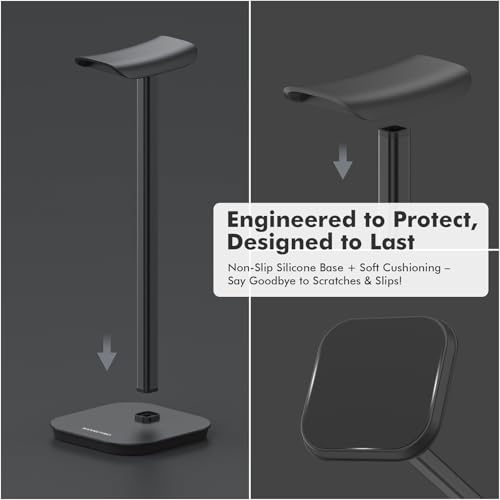 Headphone Stand, Desktop Headset Holder Heavy Base Desk Earphone Stand Aluminum Gaming Headset Hanger Rack for AirPods Max, AirPods, AirPods Pro, Sony, Beats, Bose, Razer and More(Black) - color: Black