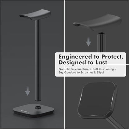 Headphone Stand, Aluminum Desk Headset Earphone Holder (Black) - color: Black