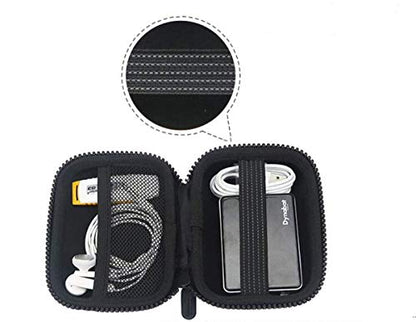 Mini Travel Carrying Cases Portable Protection Shockproof Case Hard Protective Case Impact Resistant USB Cable Organizer Sleeve Adapter Pocket Earphone Travel Wallet Pouch (Lighte Blue)