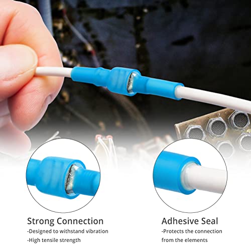 Wirefy 250 PCS Heat Shrink Spade Connector Kit - Male and Female Spade Wire Connectors - Quick Disconnect Electrical Terminals - 22-10 Gauge - size: 22-10 Gauge, style: Male/Female Spades Kit
